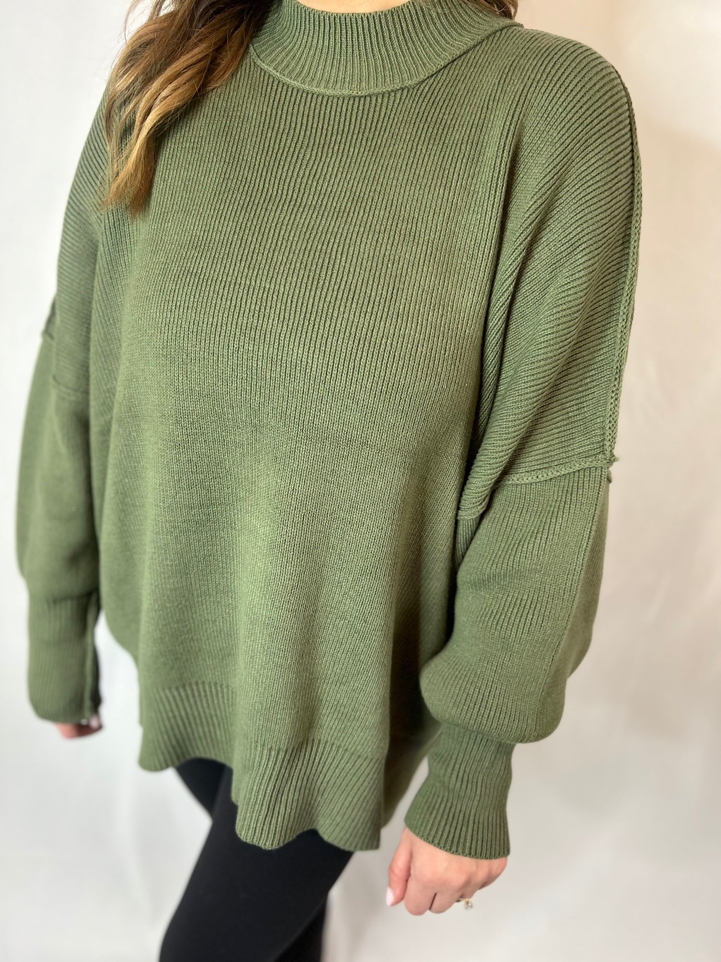 Curvy Oversized Olive Sweater