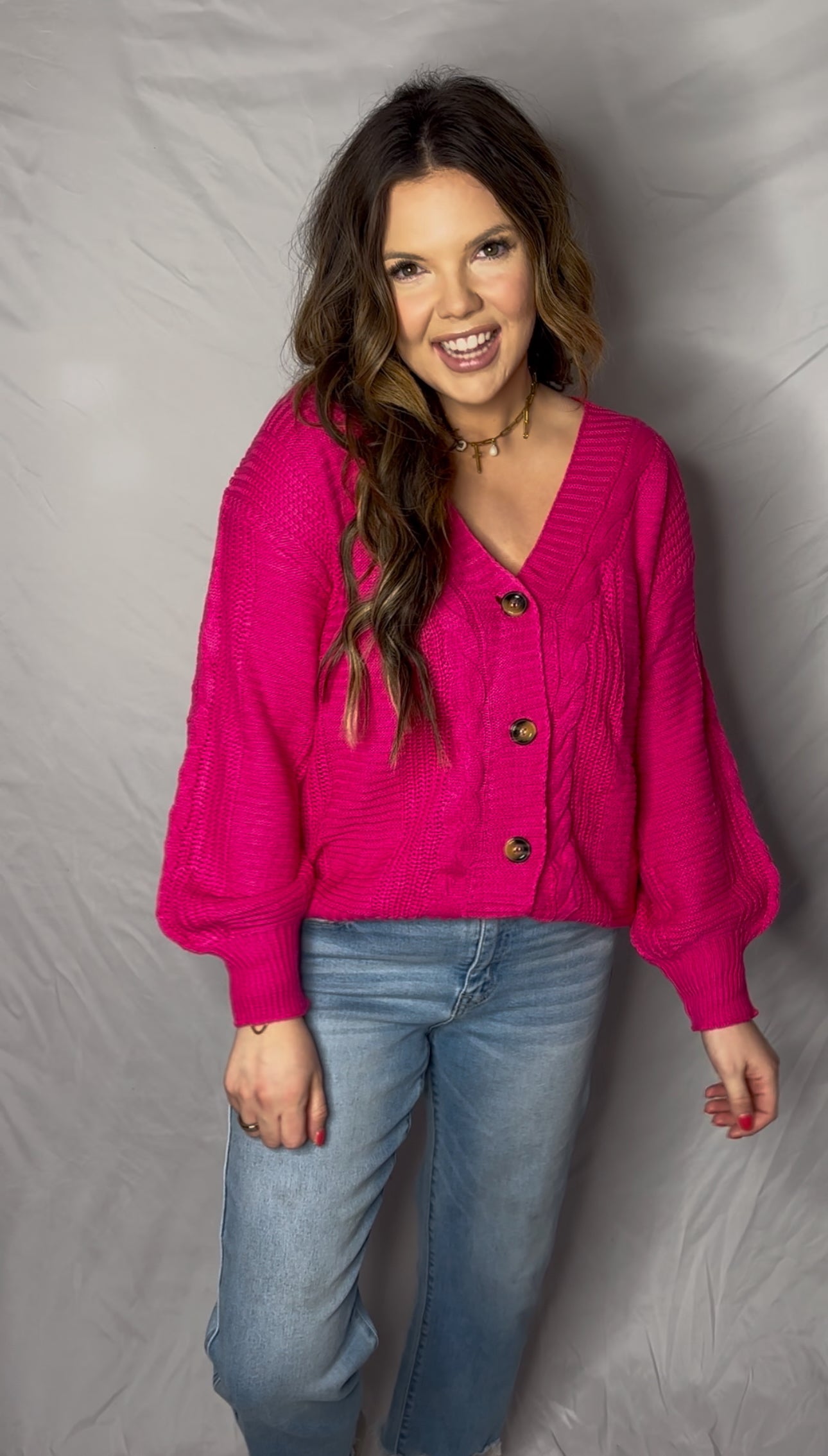 Hot Pink Cardigan Sweater