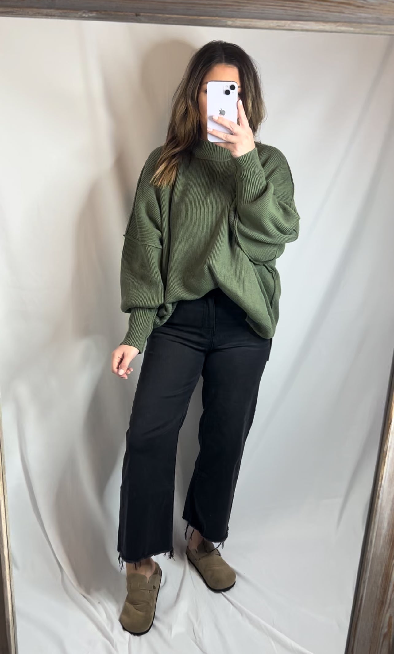 Curvy Oversized Olive Sweater