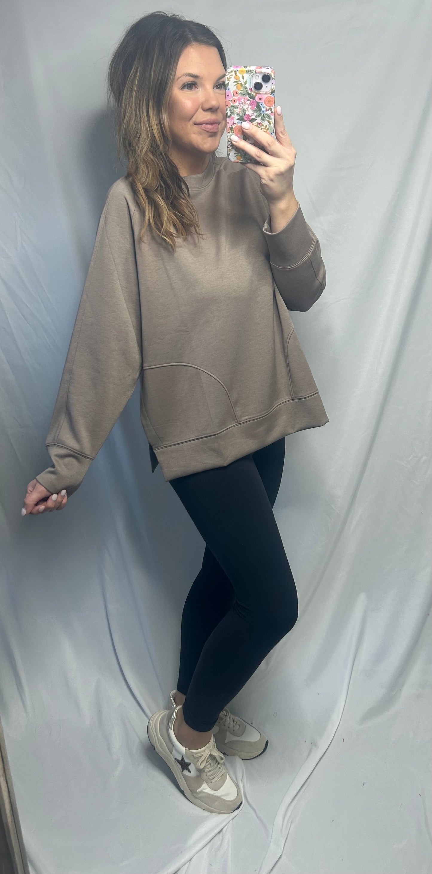 Mocha Side Slit Pullover
