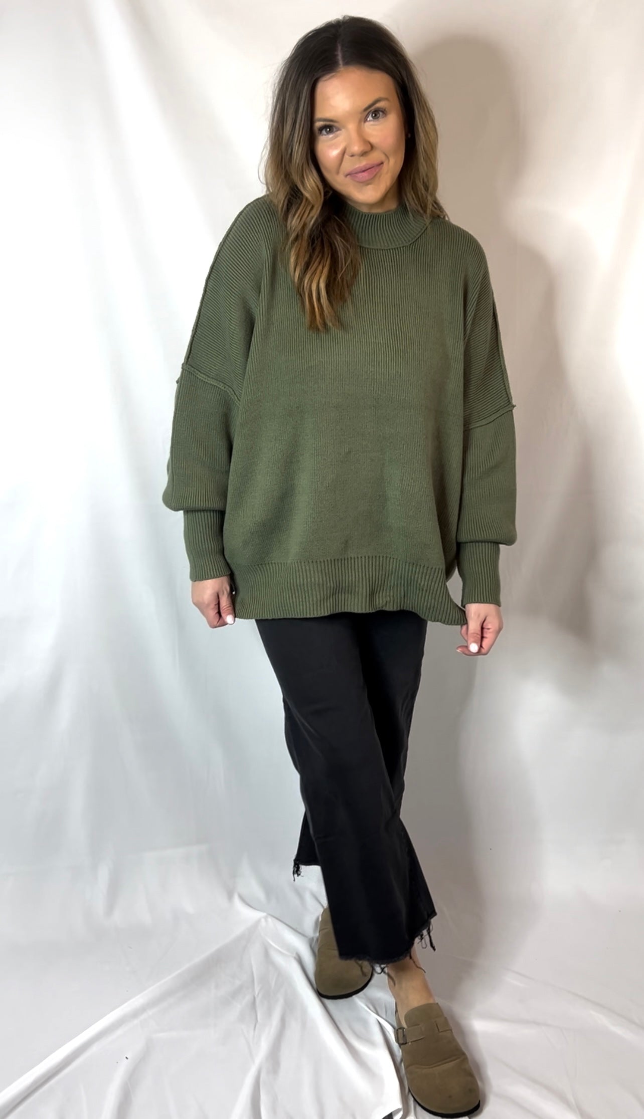 Curvy Oversized Olive Sweater