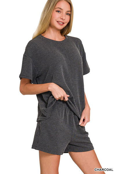 Charcoal Ribbed Set