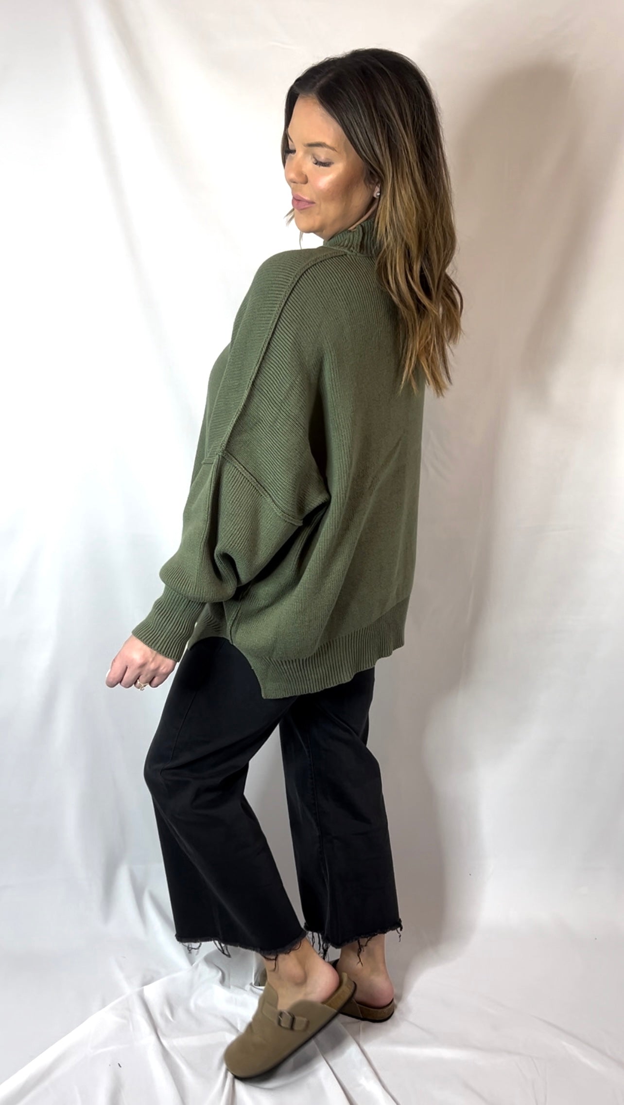 Curvy Oversized Olive Sweater