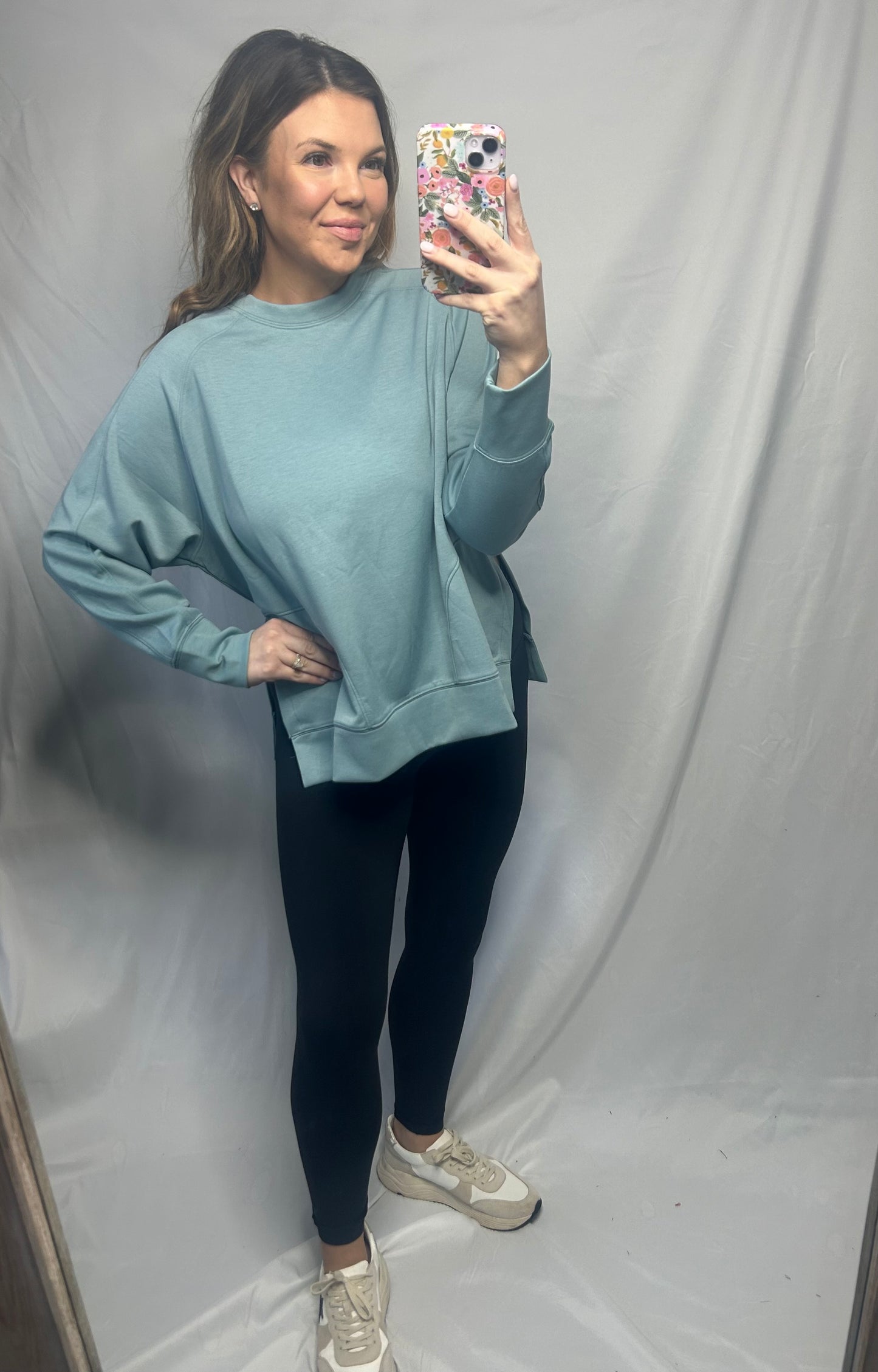 Blue Side Slit Pullover