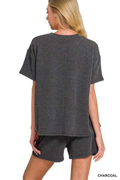 Charcoal Ribbed Set