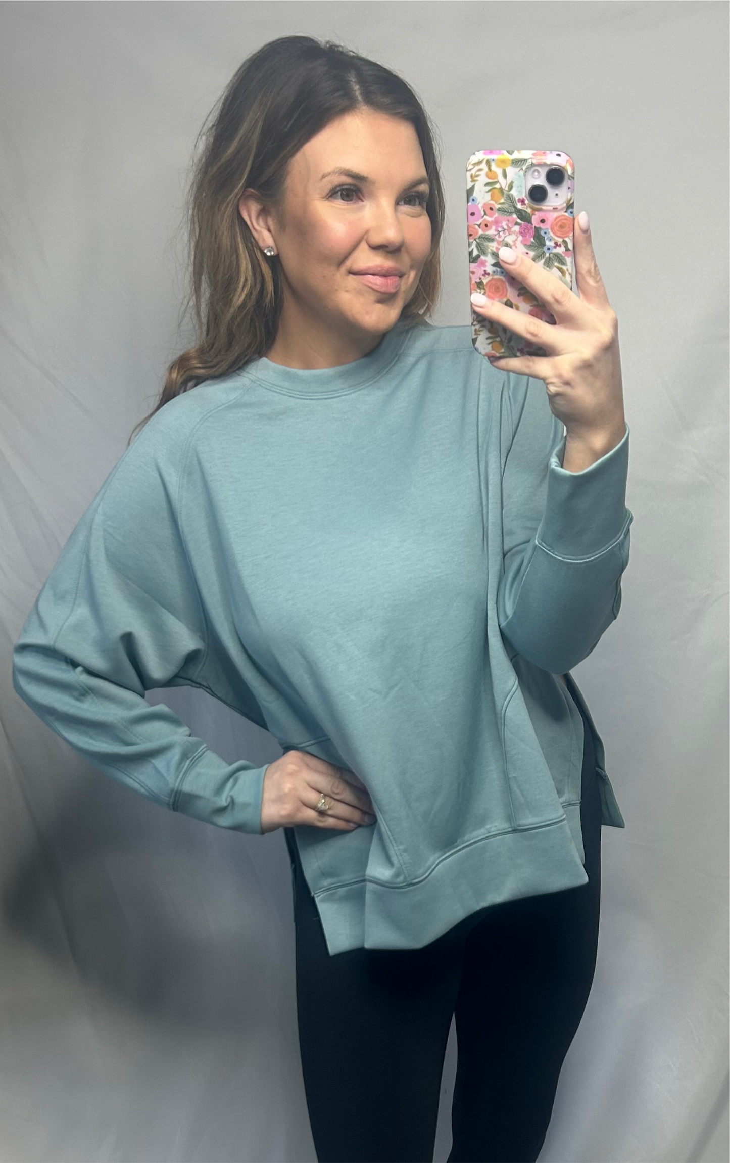 Blue Side Slit Pullover