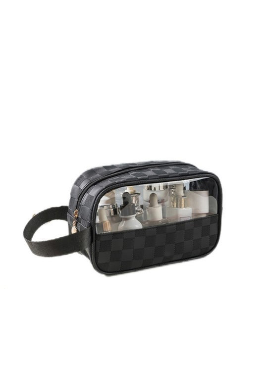 Checkered Clear Cosmetic Bag