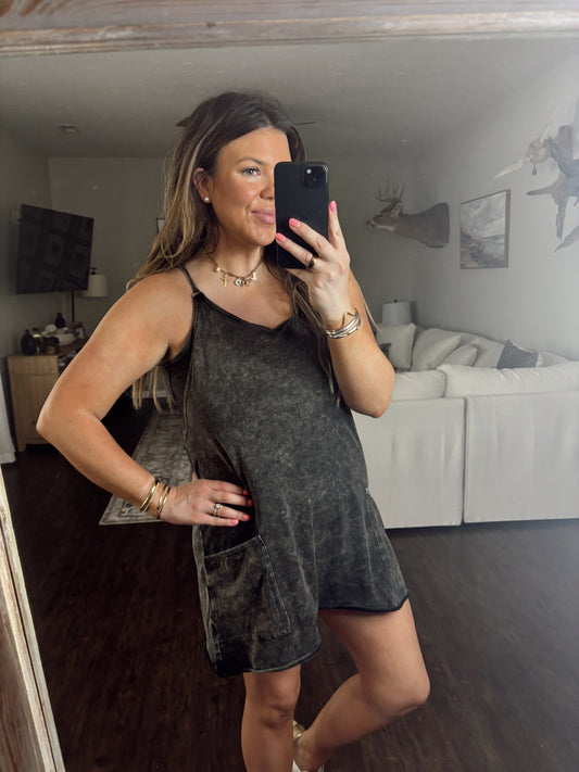 Acid Wash Romper Dress