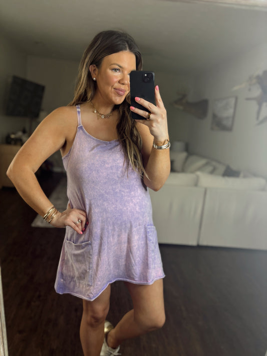 Acid Wash Romper Dress