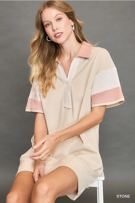 Sweet Stripe Collared Dress