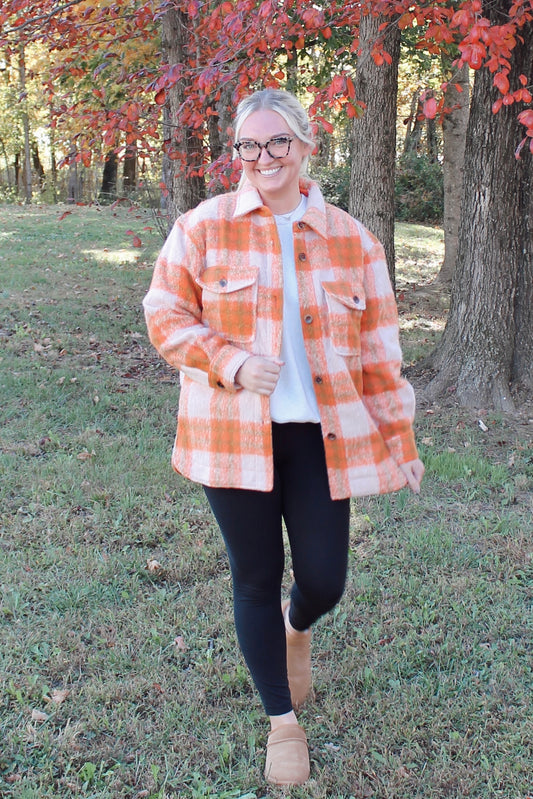 Orange Plaid Shacket