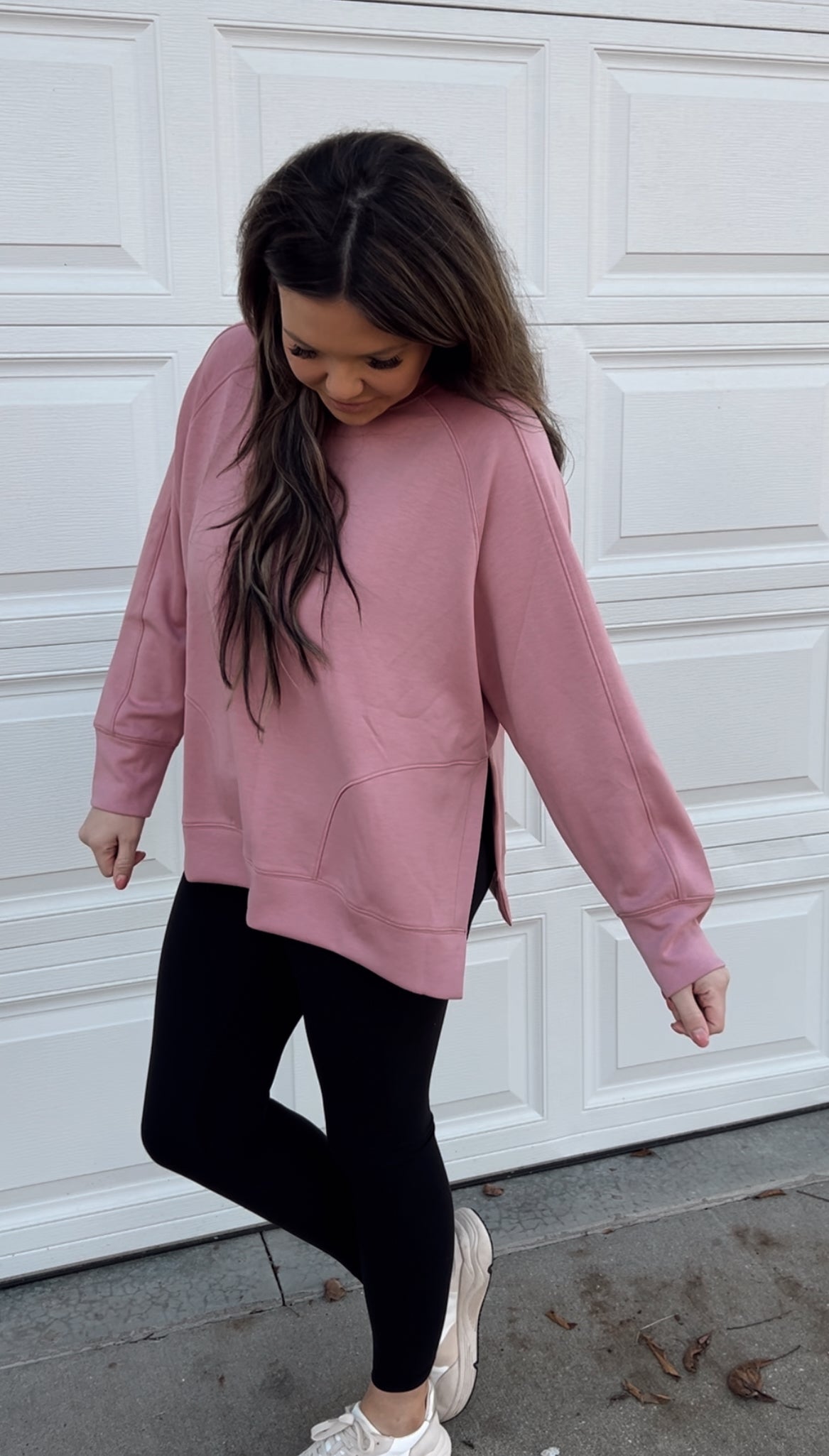 Pink Side Slit Pullover