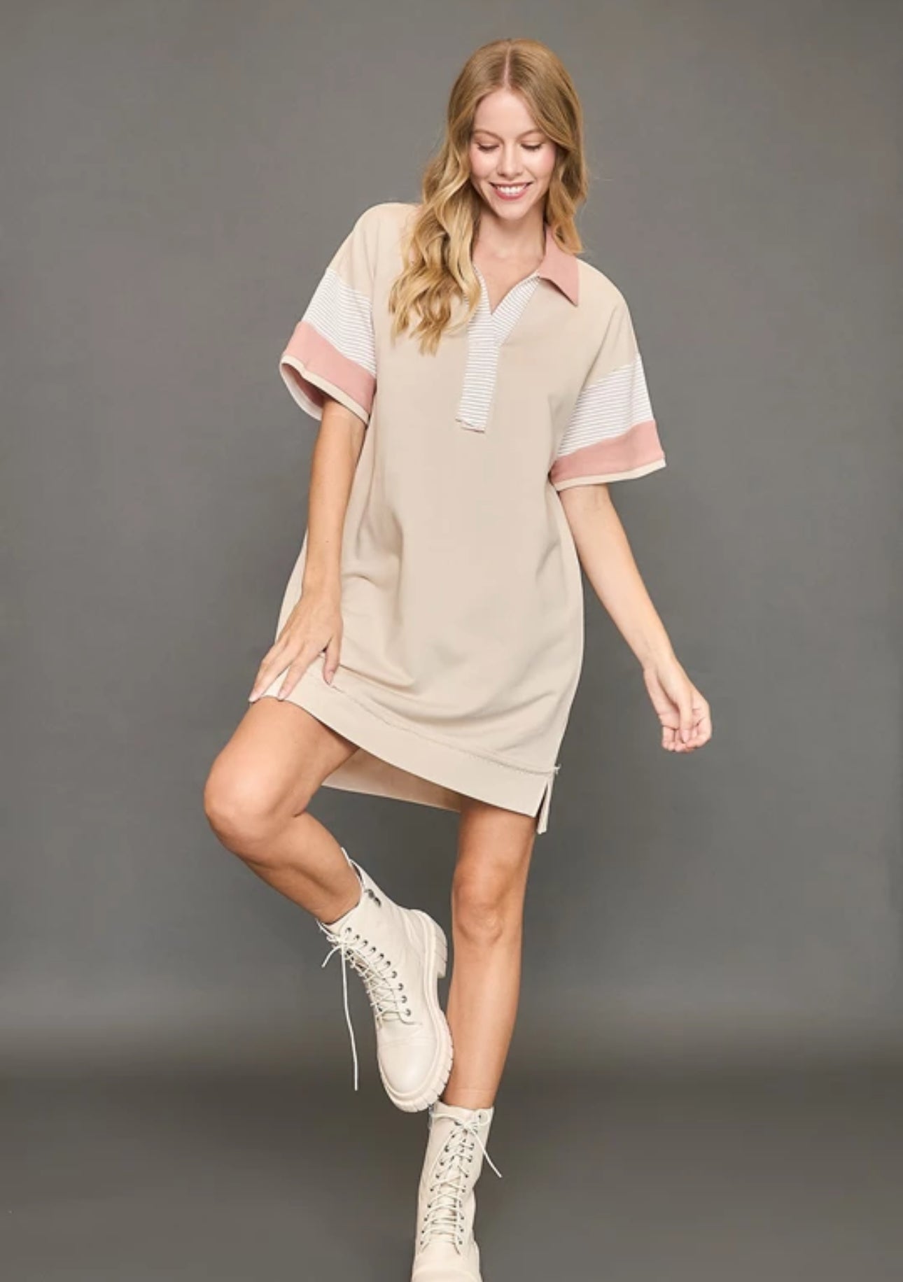Sweet Stripe Collared Dress
