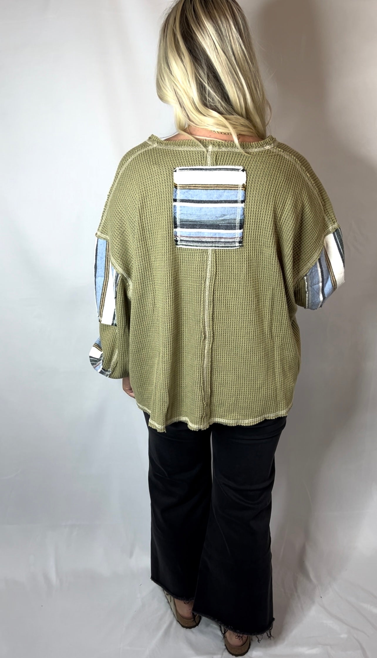 Olive Balloon Sleeve Top