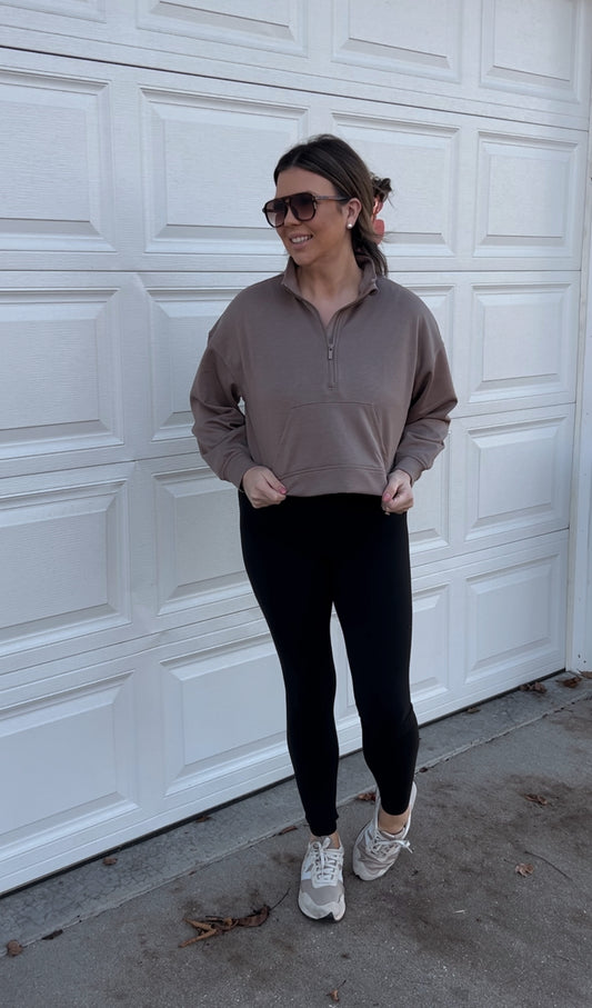 Mocha Half Zip Pullover