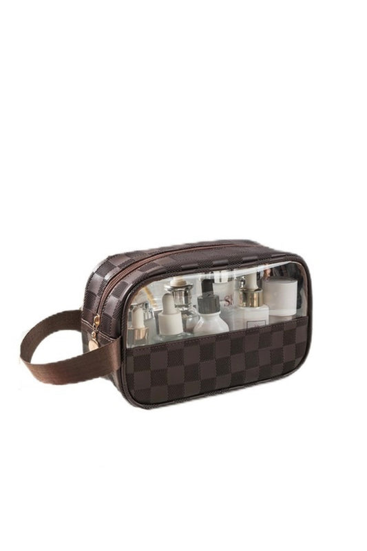 Checkered Clear Cosmetic Bag