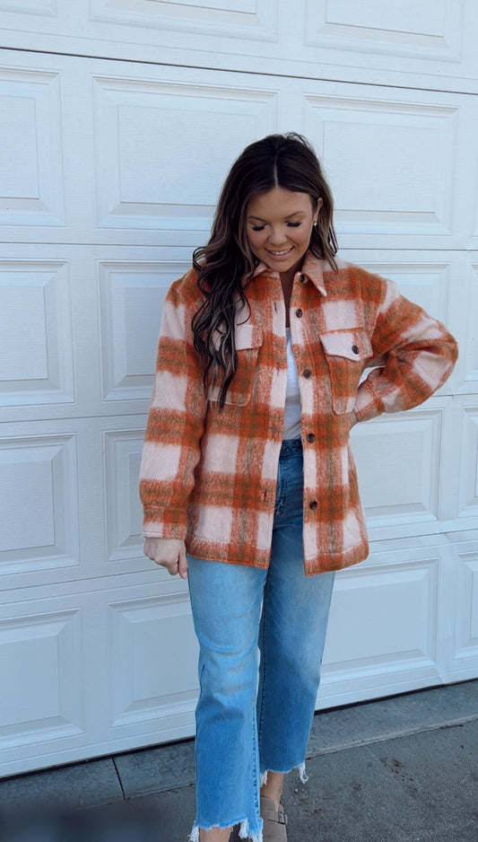 Orange Plaid Shacket