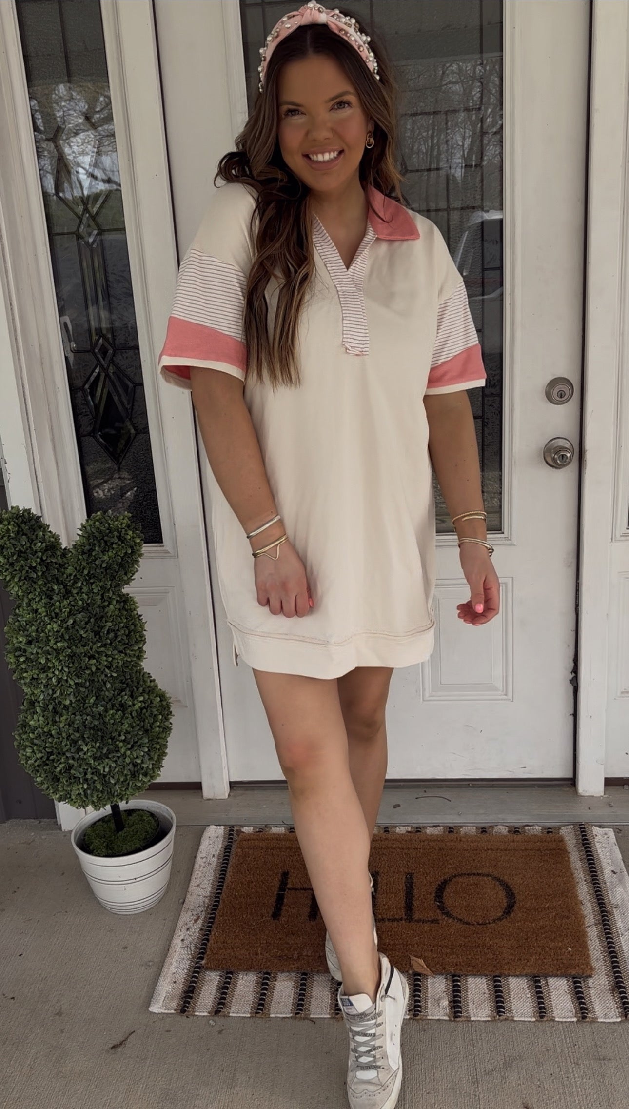 Sweet Stripe Collared Dress