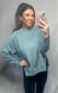 Blue Side Slit Pullover