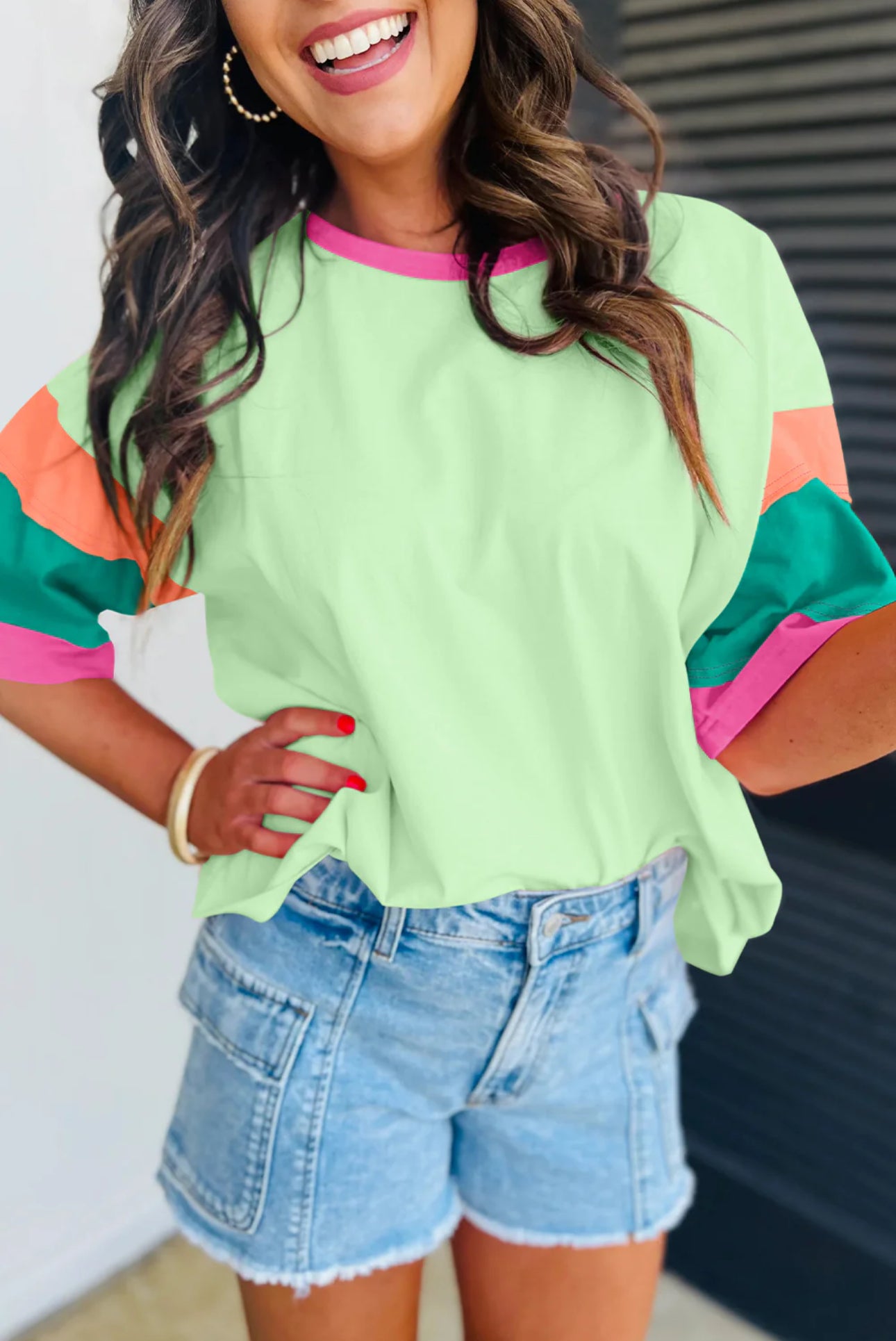 Green Colorblock Tee